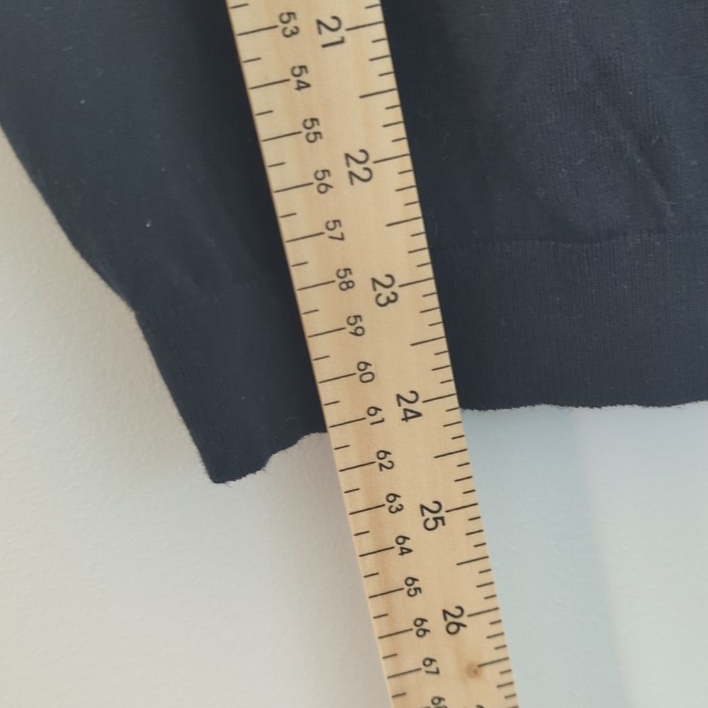 Black cotton silk knit lightweight sweater tshirt with beaded neckline L - Picture 6 of 9